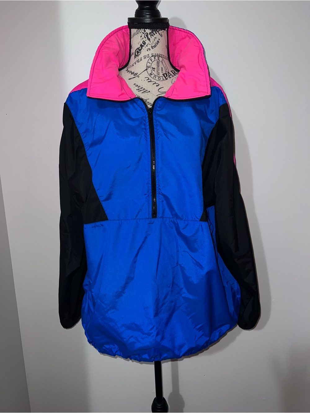 VTG Chuck Roast Colorblock Windbreaker Jacket Neon Pink Blue Black XL USA